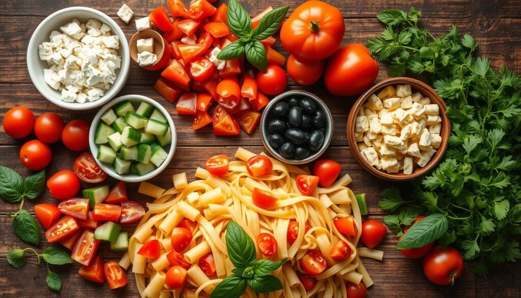 ingrediënten voor pastasalade