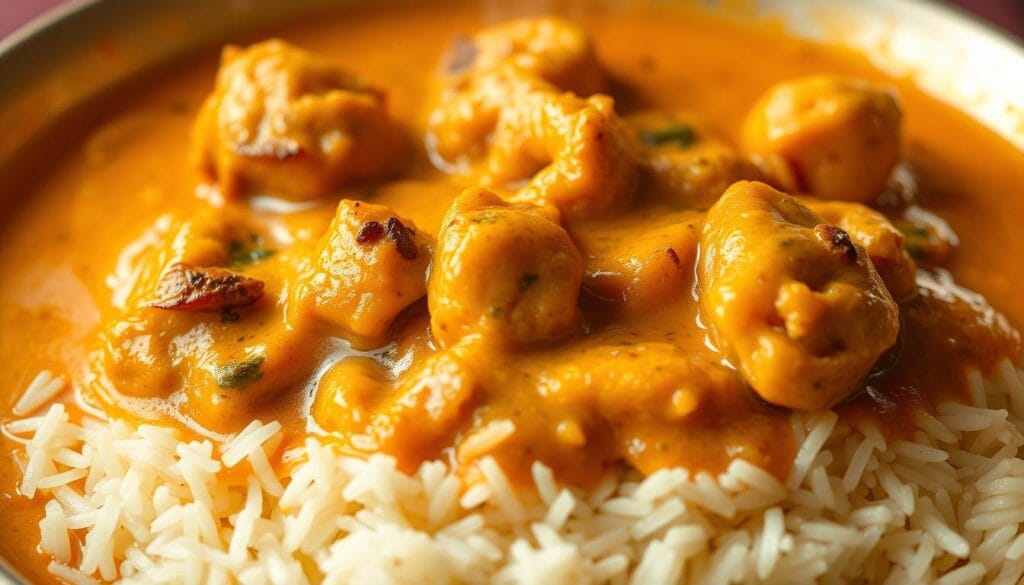 Romige Indiase kip curry met basmatirijst Romige Indiase kip curry met basmatirijst
