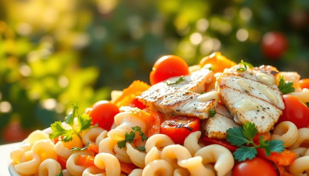 koude pasta salade met gegrilde kip koude pasta salade met gegrilde kip